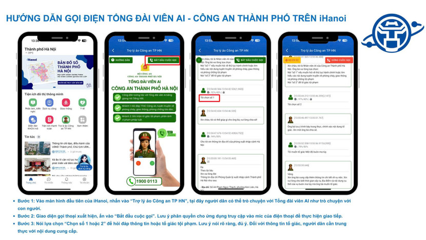 Hướng dẫn gọi điện tổng đài viên AI của CATP Hà Nội trên ứng dụng iHanoi