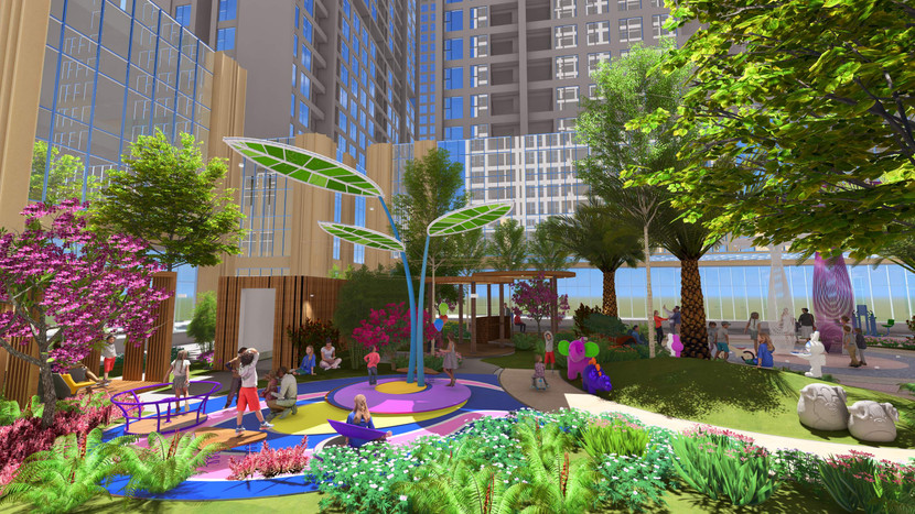 Chủ nhân căn hộ dễ dàng tạo kết nối tại các khu cảnh quan cộng đồng như quảng trường trung tâm tại phân khu Capital State