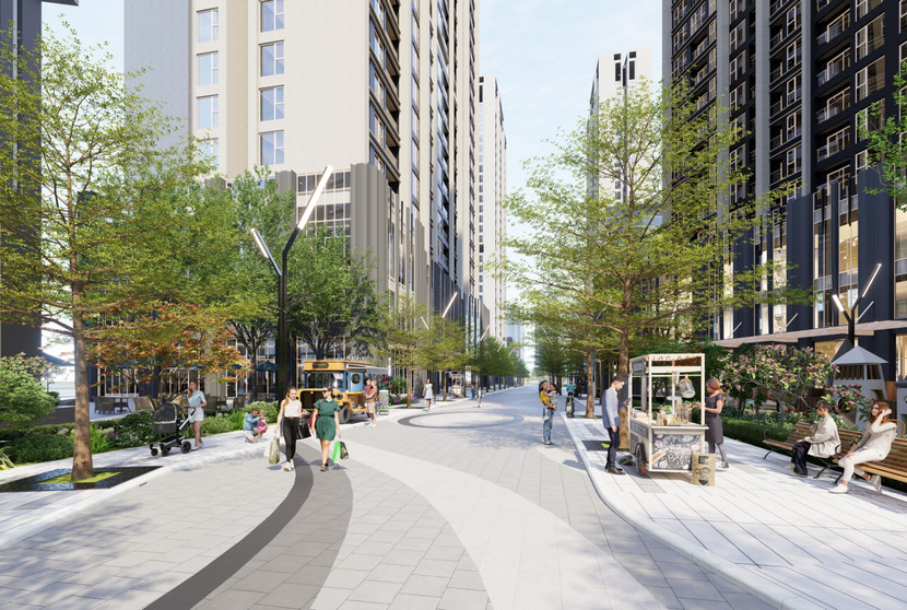 Tuyến phố thương mại nhộn nhịp đáp ứng trọn vẹn nhu cầu của chủ nhân căn hộ và thu hút du khách, người địa phương đến ăn uống, mua sắm, vui chơi