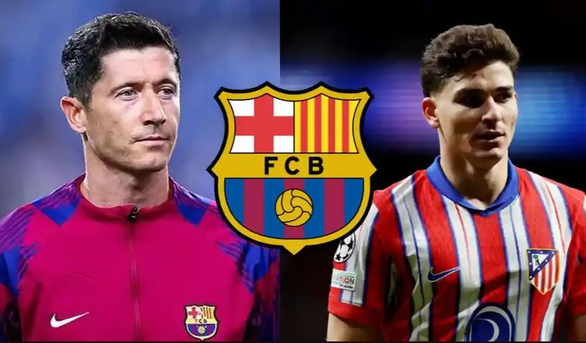 Julian Alvarez (phải) sẽ đến Barca thay Lewandowski? Julian Alvarez (phải) sẽ đến Barca thay Lewandowski?