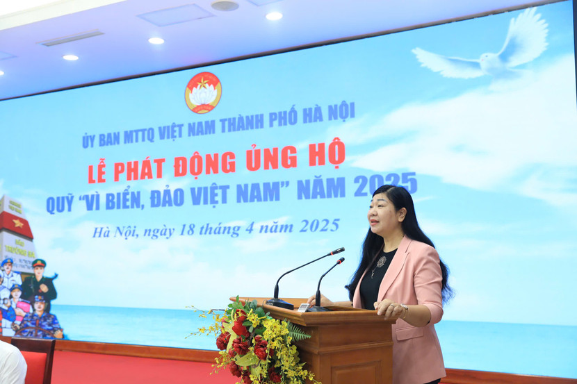 Chủ tịch Ủy ban MTTQ Việt Nam thành phố Nguyễn Lan Hương phát biểu tại buổi lễ phát động ủng hộ Quỹ “Vì biển, đảo Việt Nam” năm 2025 Chủ tịch Ủy ban MTTQ Việt Nam thành phố Nguyễn Lan Hương phát biểu tại buổi lễ phát động ủng hộ Quỹ “Vì biển, đảo Việt Nam” năm 2025