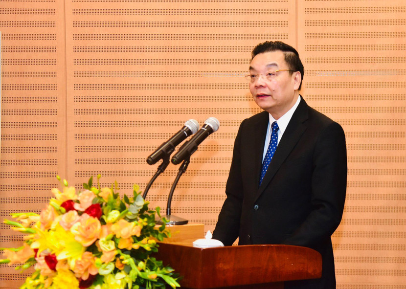 Chủ tịch UBND TP Hà Nội Chu Ngọc Anh phát biểu tại hội nghị