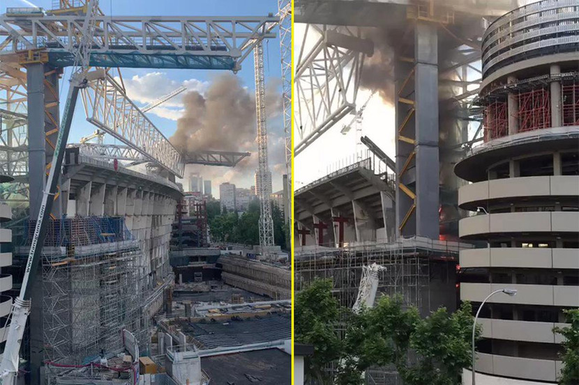 Hình ảnh vụ cháy ở sân Bernabeu Hình ảnh vụ cháy ở sân Bernabeu