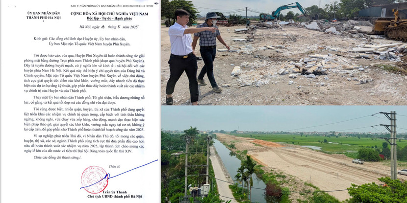 Chủ tịch UBND TP Hà Nội Trần Sỹ Thanh gửi thư khen huyện Phú Xuyên hoàn tất giải phóng mặt bằng dự án đường trục phía Nam Hà Nội. Chủ tịch UBND TP Hà Nội Trần Sỹ Thanh gửi thư khen huyện Phú Xuyên hoàn tất giải phóng mặt bằng dự án đường trục phía Nam Hà Nội.