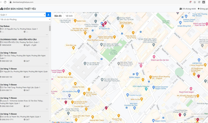 Giao diện thân thiện, dễ tìm kiếm của bản đồ các điểm bán hàng thiết yếu ở TP Hồ Chí Minh Giao diện thân thiện, dễ tìm kiếm của bản đồ các điểm bán hàng thiết yếu ở TP Hồ Chí Minh