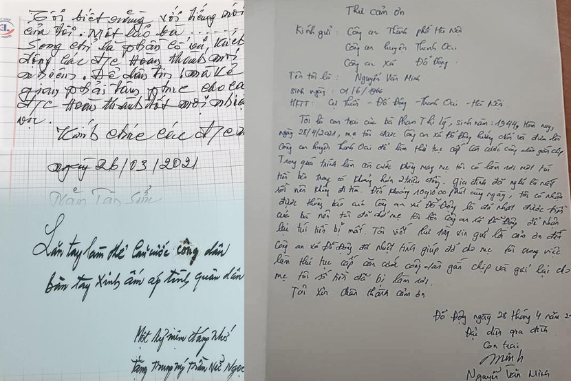 Những lá thư cảm ơn đầy xúc động của nhân dân gửi đến lực lượng Công an Thủ đô