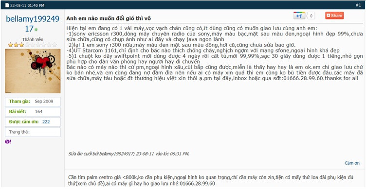 Topic trao đổi một số mặt hàng điện thoại của thành viên bellamy19924917