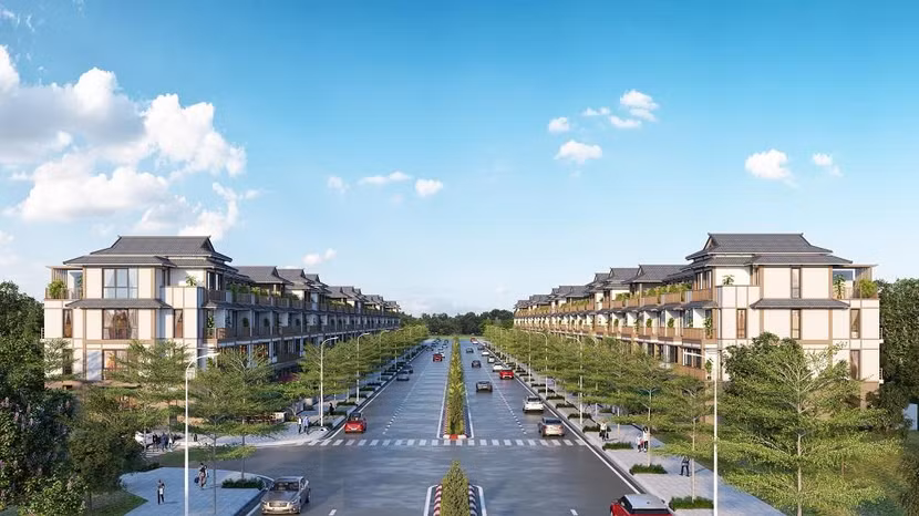 Hai dãy shophouse phố Đông đầy bản sắc trên tuyến đường 3/2 thị trấn Hậu Nghĩa
