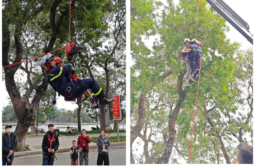 Trải nghiệm công tác cứu người trên cao bằng ròng rọc điện