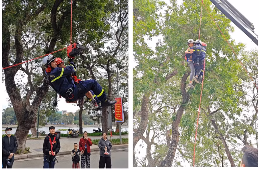 Trải nghiệm công tác cứu người trên cao bằng ròng rọc điện