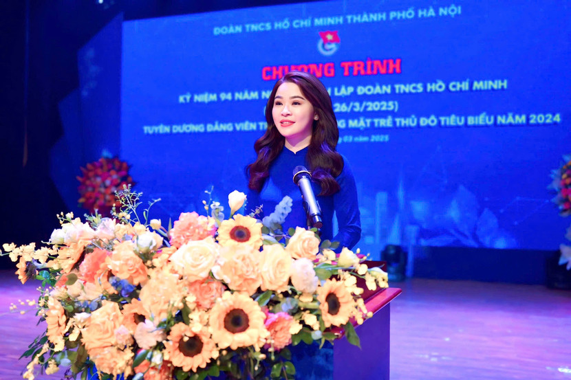 Bí thư Thành đoàn Hà Nội Chu Hồng Minh phát biểu