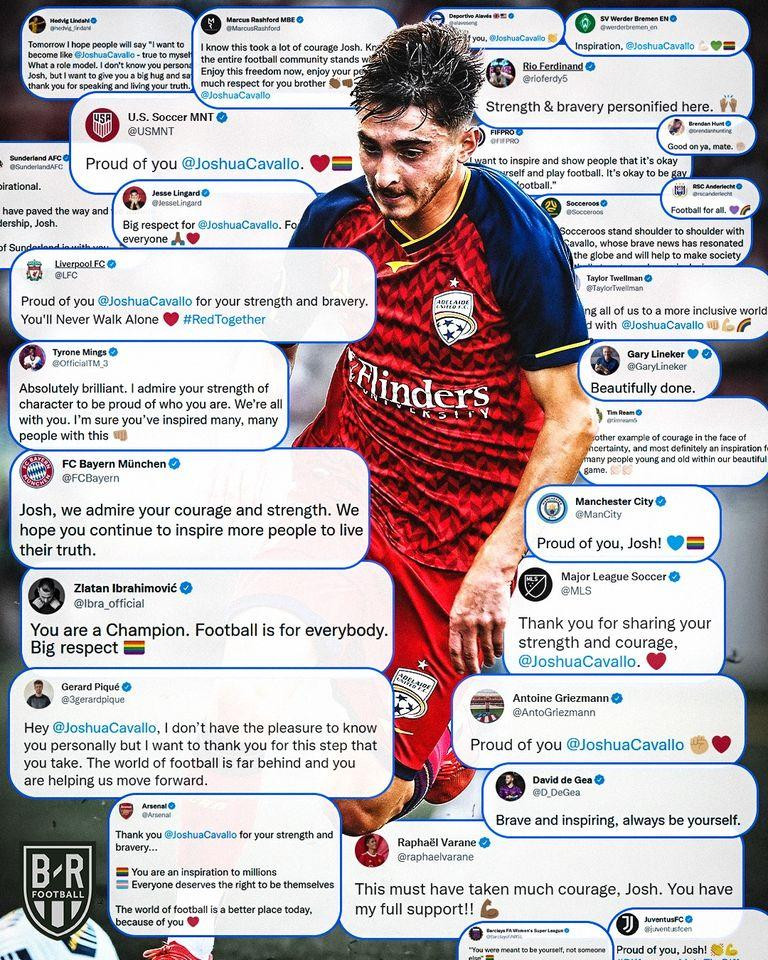 Thế giới bóng đá tuyệt đối hủng hộ sự dũng cảm thừa nhận của Josh Cavallo (Ảnh: BR)