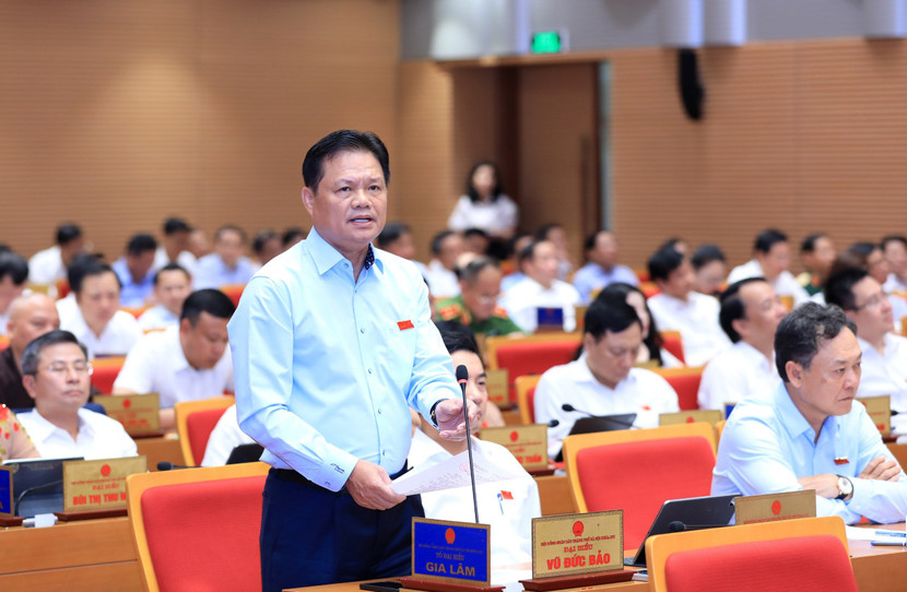 Đại biểu Vũ Đức Bảo, Trưởng Ban Tổ chức Thành ủy phát biểu tại phiên chất vấn Đại biểu Vũ Đức Bảo, Trưởng Ban Tổ chức Thành ủy phát biểu tại phiên chất vấn