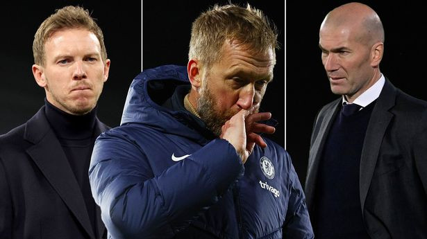 Nagelsmann (trái) hay Zidane sẽ thay Potter ở Chelsea?