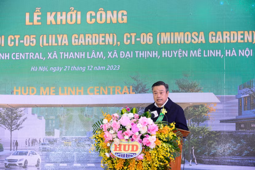 Chủ tịch UBND TP Hà Nội Trần Sỹ Thanh phát biểu tại lễ khởi công