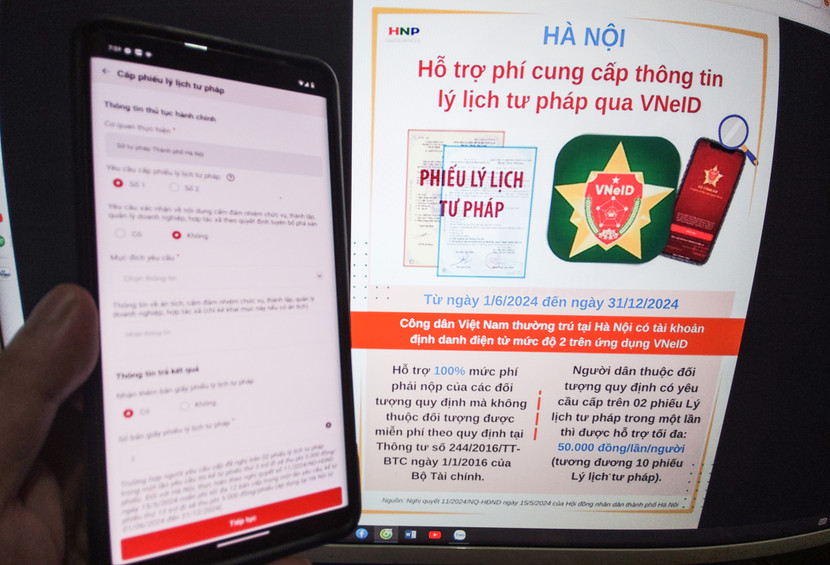 Hà Nội mở rộng cấp Phiếu Lý lịch tư pháp qua ứng dụng VNeID từ ngày 1/10/2024