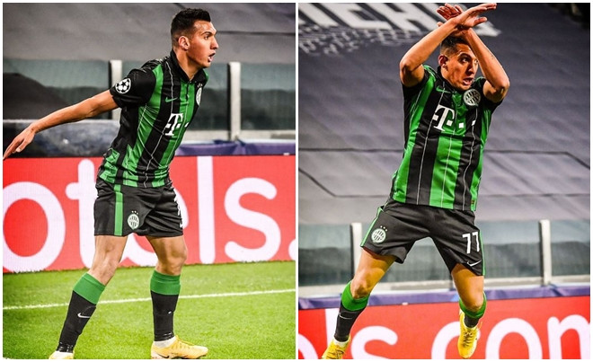 Myrto Uzuni ăn mừng như Ronaldo