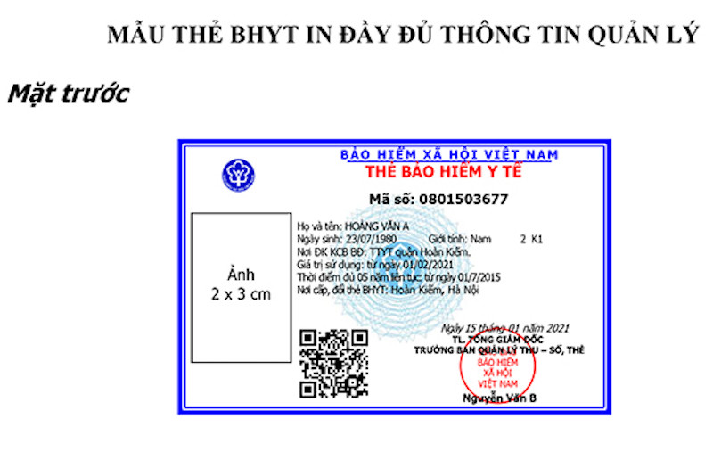 Mặt trước mẫu thẻ BHYT mới