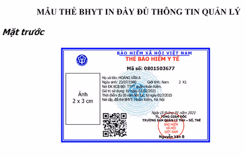 Mặt trước mẫu thẻ BHYT mới Mặt trước mẫu thẻ BHYT mới