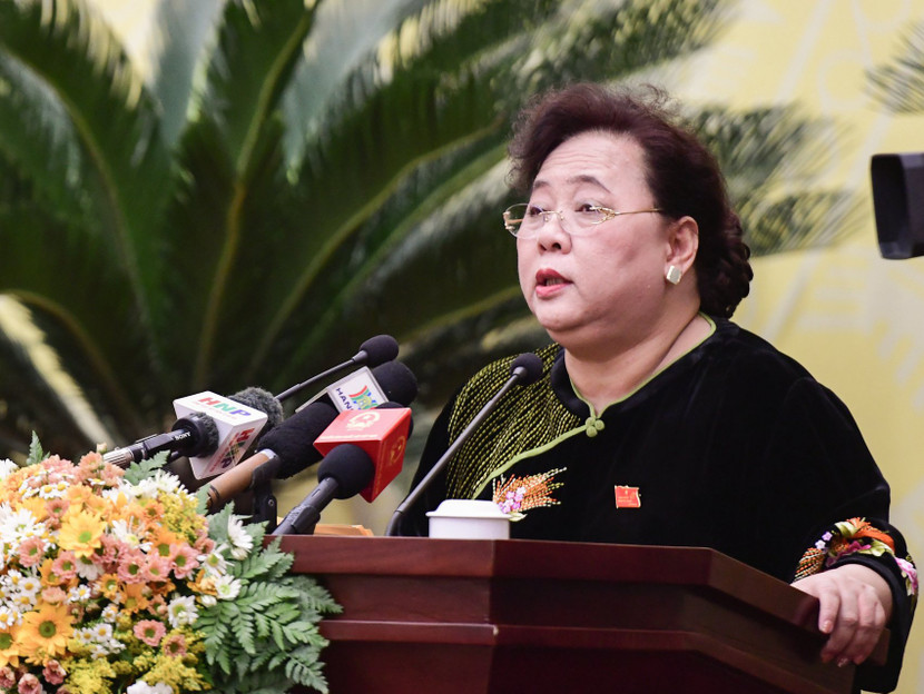 Chủ tịch HĐND TP Hà Nội Nguyễn Thị Bích Ngọc phát biểu khai mạc phiên chất vấn