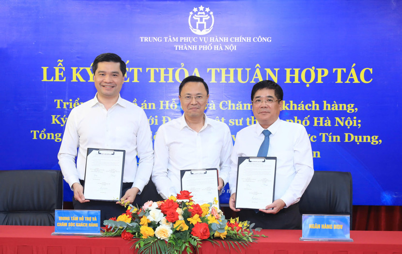 Trung tâm Phục vụ Hành chính công TP Hà Nội ký kết hợp tác với các tổ chức tín dụng, ngân hàng