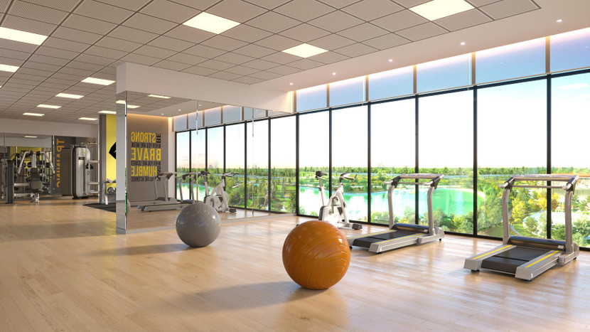 Phòng tập gym với các trang thiết bị hiện đại view trực diện công viên 14ha Phòng tập gym với các trang thiết bị hiện đại view trực diện công viên 14ha