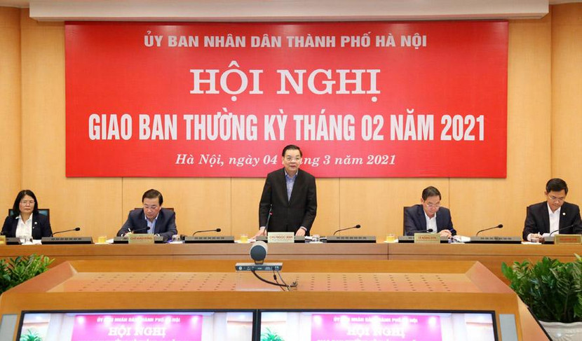 Chủ tịch UBND thành phố Hà Nội Chu Ngọc Anh phát biểu tại hội nghị