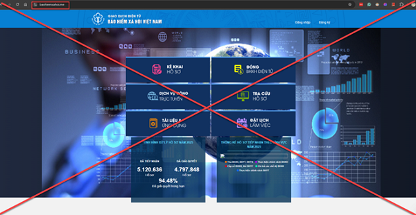 Trang web giả mạo có giao diện tương tự trang chính thức Trang web giả mạo có giao diện tương tự trang chính thức