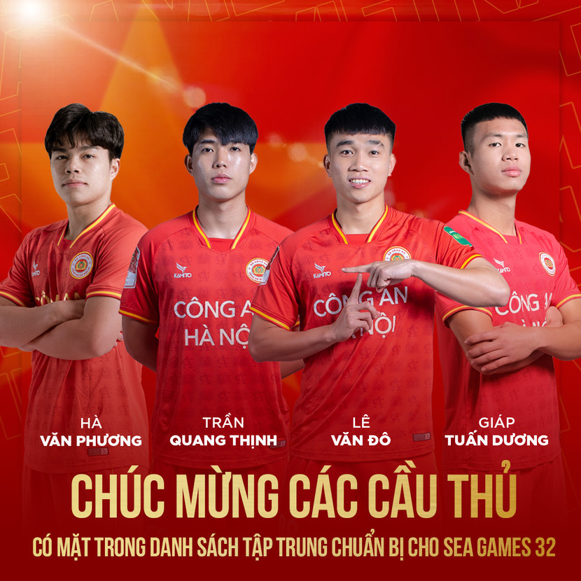 4 cầu thủ Công an Hà Nội tập trung chuẩn bị cho SEA Games 32 (Ảnh: CAHN)