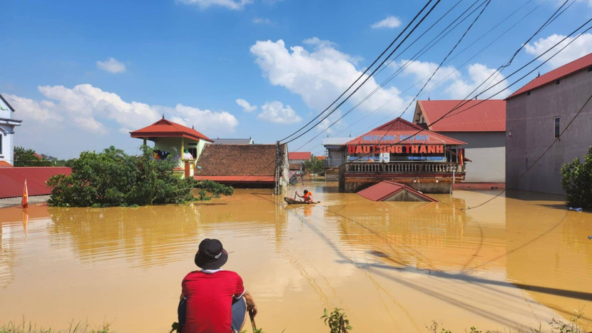 Các xã Đa Phúc, Trung Giã bị ngập lụt do mưa bão