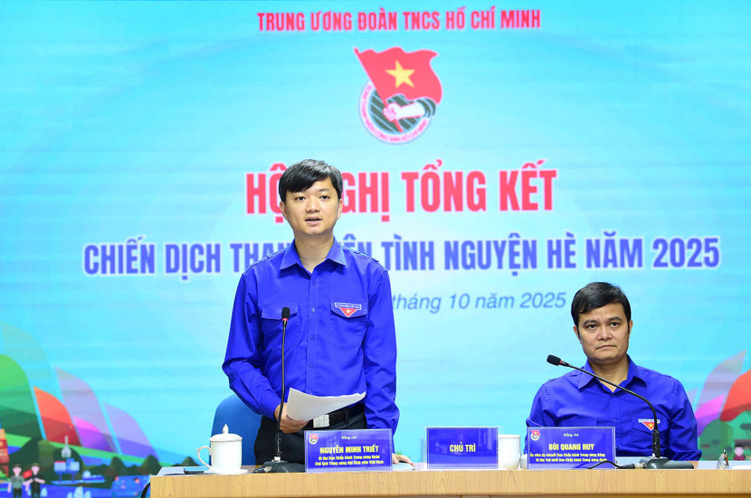 Bí thư Trung ương Đoàn, Chủ tịch Hội Sinh viên Việt Nam Nguyễn Minh Triết điều hành một số nội dung tại Hội nghị