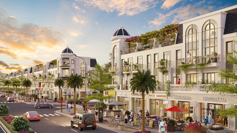 Dãy shophouse với kiến trúc Á – Âu kết hợp tạo nên điểm nhấn cho diện mạo đô thị Đức Hòa