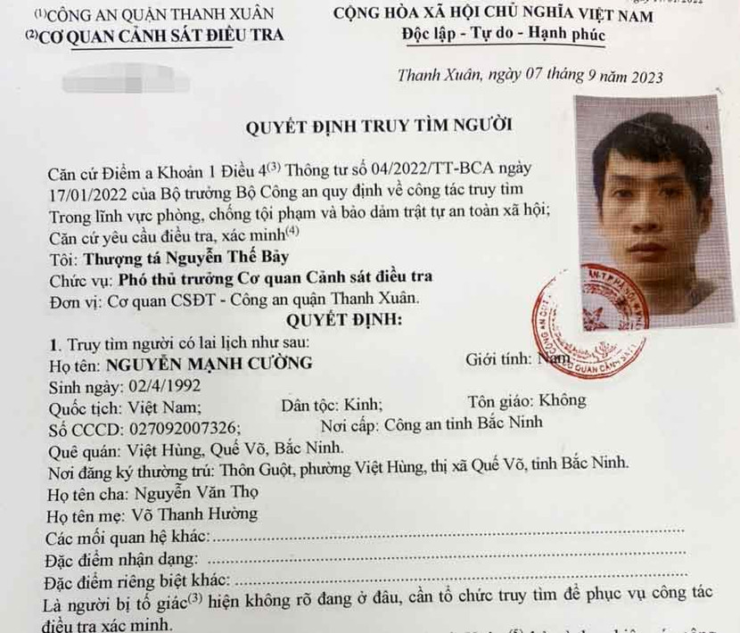 Quyết định truy tìm người Quyết định truy tìm người