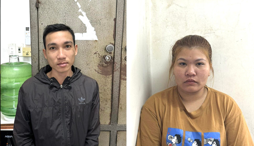 Hai đối tượng Trần An Bình và Phan Thị Thanh Thuý bị bắt giữ