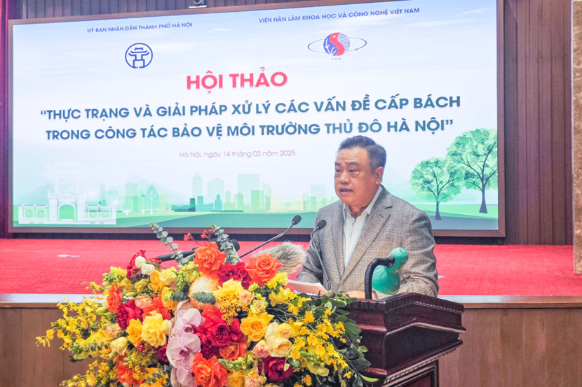 Chủ tịch UBND TP Hà Nội Trần Sỹ Thanh phát biểu khai mạc hội thảo