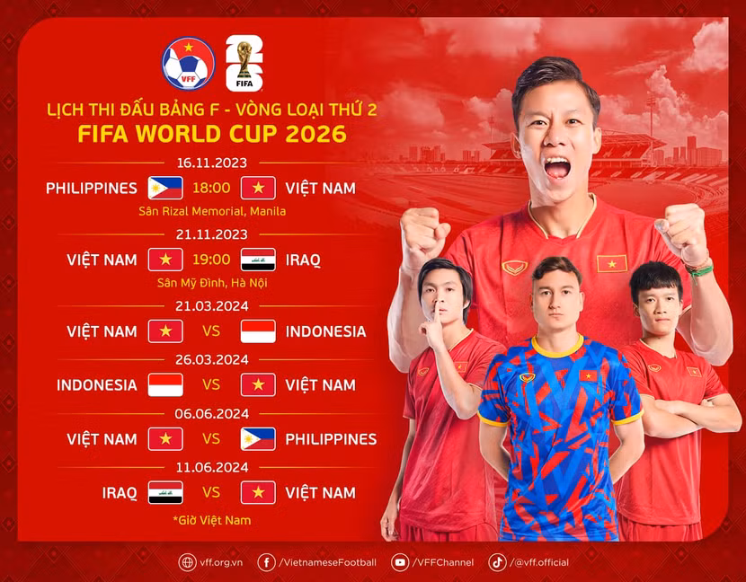 Lịch thi đấu ĐT Việt Nam tại vòng loại thứ hai World Cup 2026 Lịch thi đấu ĐT Việt Nam tại vòng loại thứ hai World Cup 2026