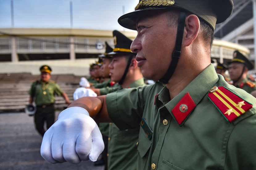 Lễ ra quân bảo đảm an ninh, trật tự các hoạt động kỷ niệm 80 năm ngày Cách mạng tháng tám thành công và Quốc khánh 2/9 và Ngày hội Vì Thủ đô bình yên, diễn ra hồi 7h30, ngày 10/8/2025 tại khu vực Tượng đài Vua Lý Thái Tổ và phố Đinh Tiên Hoàng, phường Hoàn Kiếm.