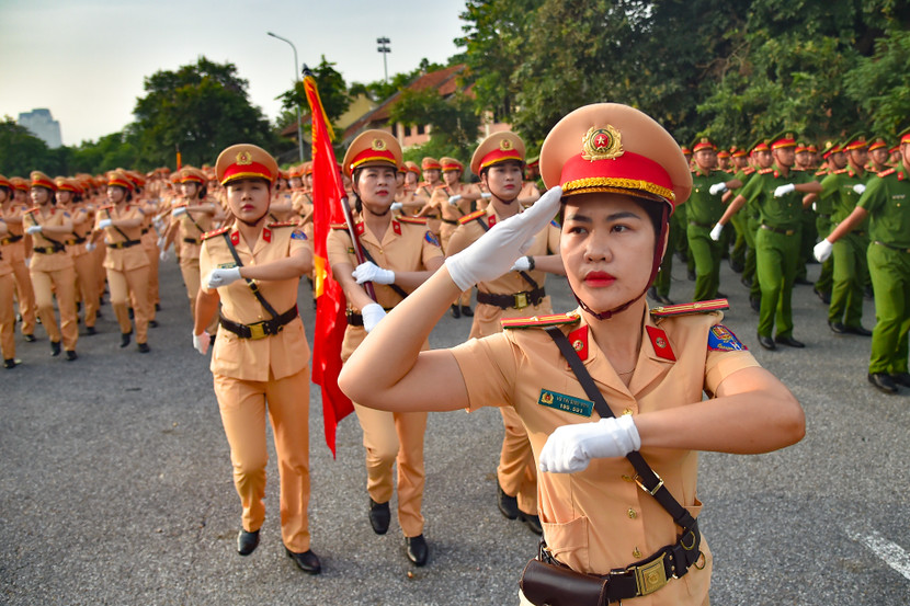 Đây là buổi hợp luyện lần thứ 2 sau 11 ngày luyện tập nghiêm túc của lực lượng Công an Thủ đô