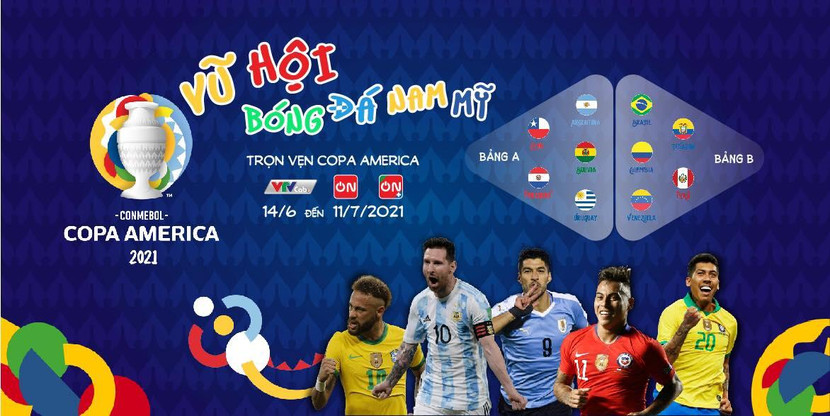 Người hâm mộ có thể xem trọn vẹn Copa America 2021 trên VTVcab