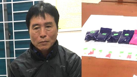 Ngũ Văn Toại cùng tang vật ma tuý