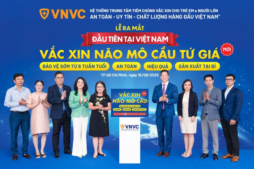 Hệ thống Tiêm chủng VNVC công bố ra mắt và triển khai tiêm đầu tiên vắc-xin não mô cầu mới tại Việt Nam, bảo vệ sớm cho trẻ em từ 6 tuần tuổi tại gần 240 trung tâm trên toàn quốc sáng 15/8