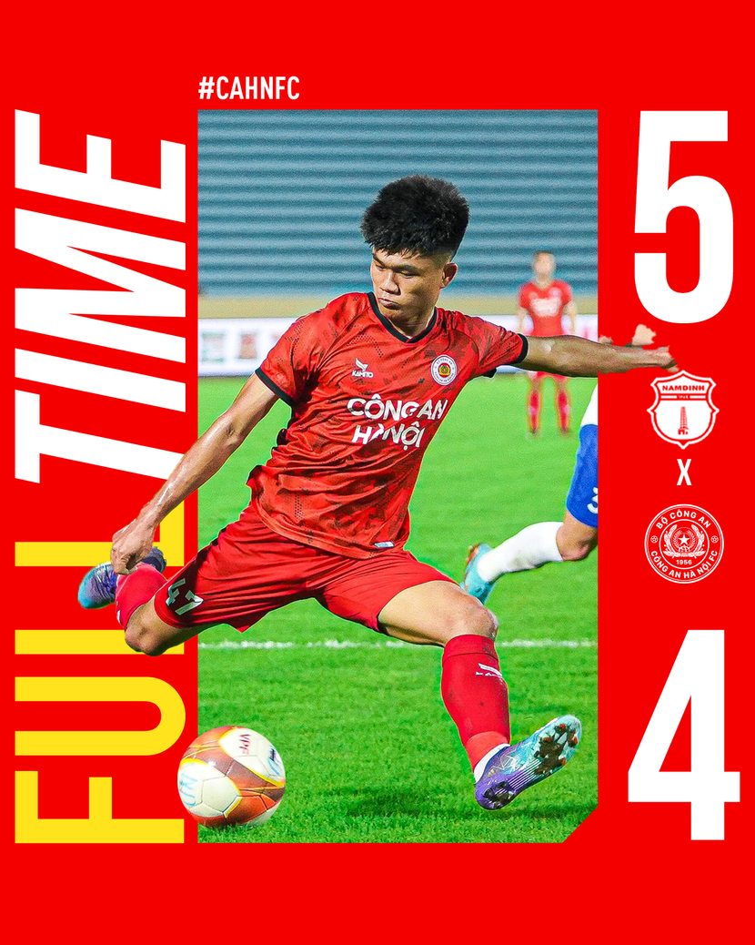 Công an Hà Nội cùng Nam Định cống hiến trận đấu có 9 bàn thắng