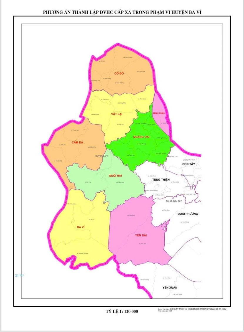 Theo phương án sắp xếp mới, huyện Ba Vì sẽ có 8 đơn vị hành chính cơ sở