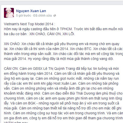Xuân Lan nói lời "Xin lỗi" khi bị "ném đá" vì trở lại Next top model ảnh 1