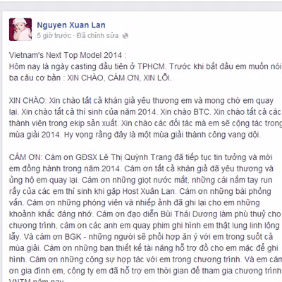 Xuân Lan nói lời "Xin lỗi" khi bị "ném đá" vì trở lại Next top model ảnh 1