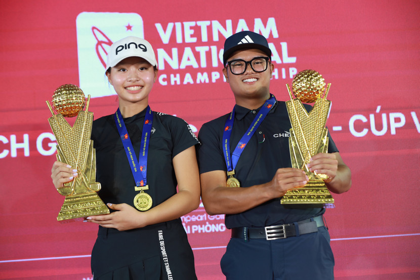 Nguyễn Nhất Long (phải) và Lê Chúc An vô địch golf quốc gia 2023 Nguyễn Nhất Long (phải) và Lê Chúc An vô địch golf quốc gia 2023