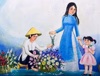 Tái hiện làng hoa Ngọc Hà qua tranh bích họa