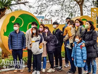 [ẢNH] Đề phòng mắc nCoV, du khách không rời khẩu trang y tế khi du xuân