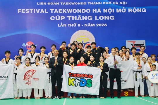 Gần 2.000 võ sinh tranh tài Festival Taekwondo Hà Nội mở rộng 2026