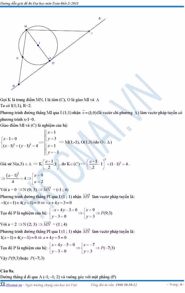 Gợi ý cách giải đề thi tuyển sinh ĐH năm 2013 môn Toán (khối B và D) ảnh 16